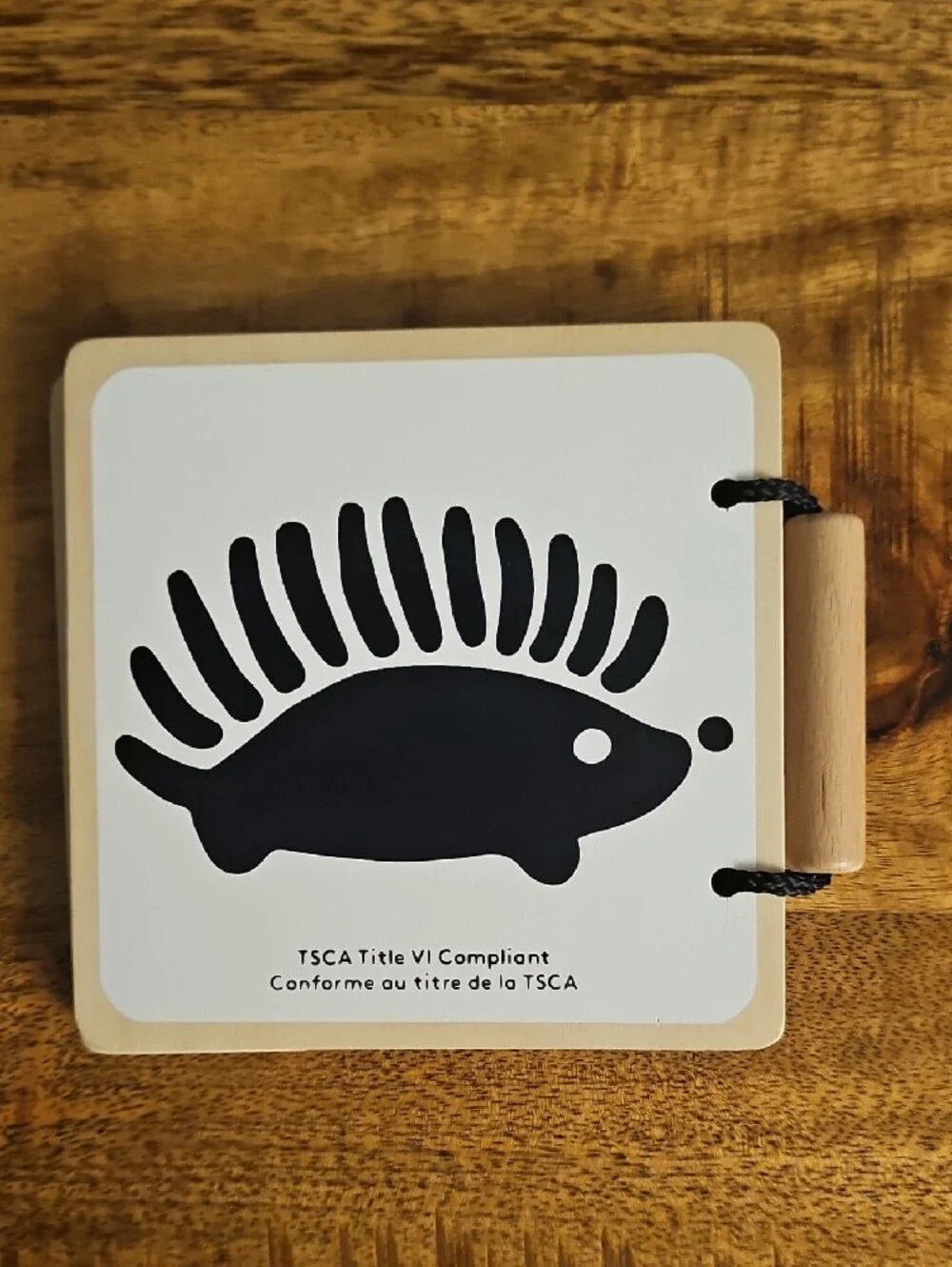 Lovevery Wooden High Contrast Black & White Animal Board Book Baby Toy